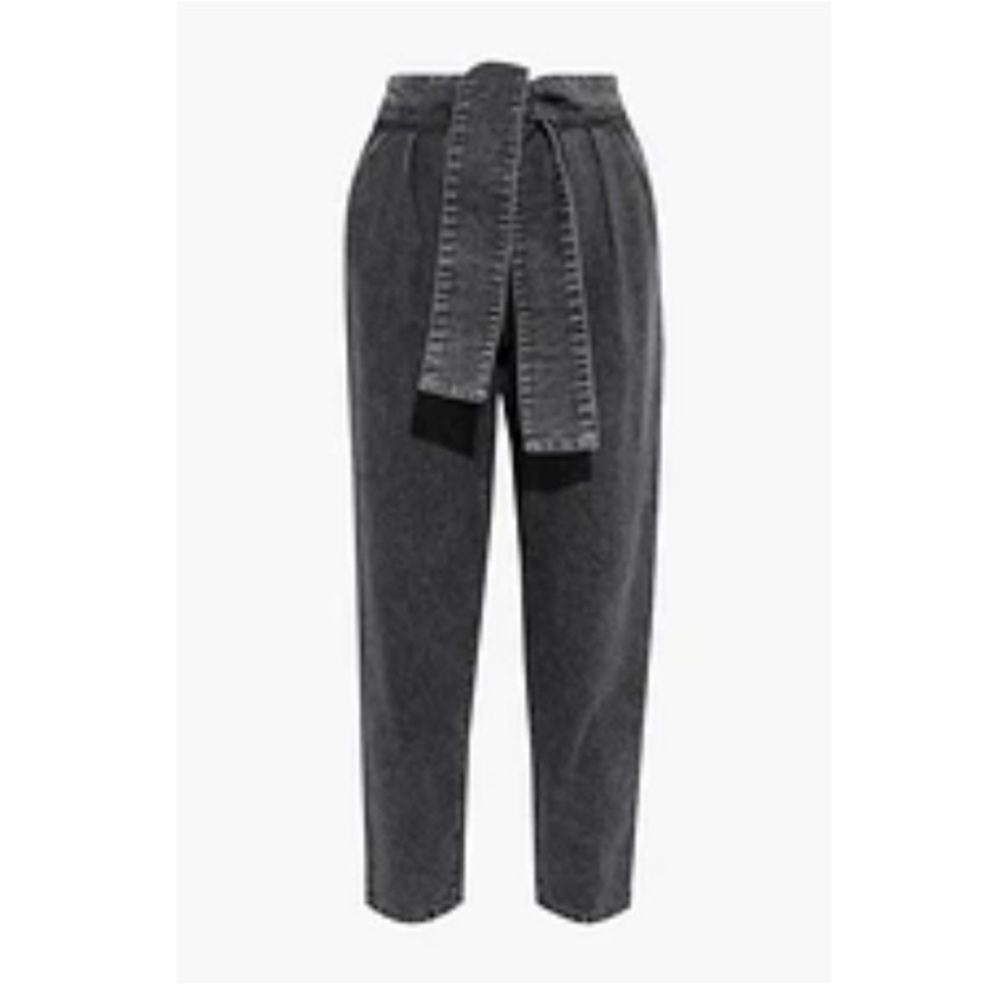 IRO Repu belted acid-wash high-rise tapered jeans - M